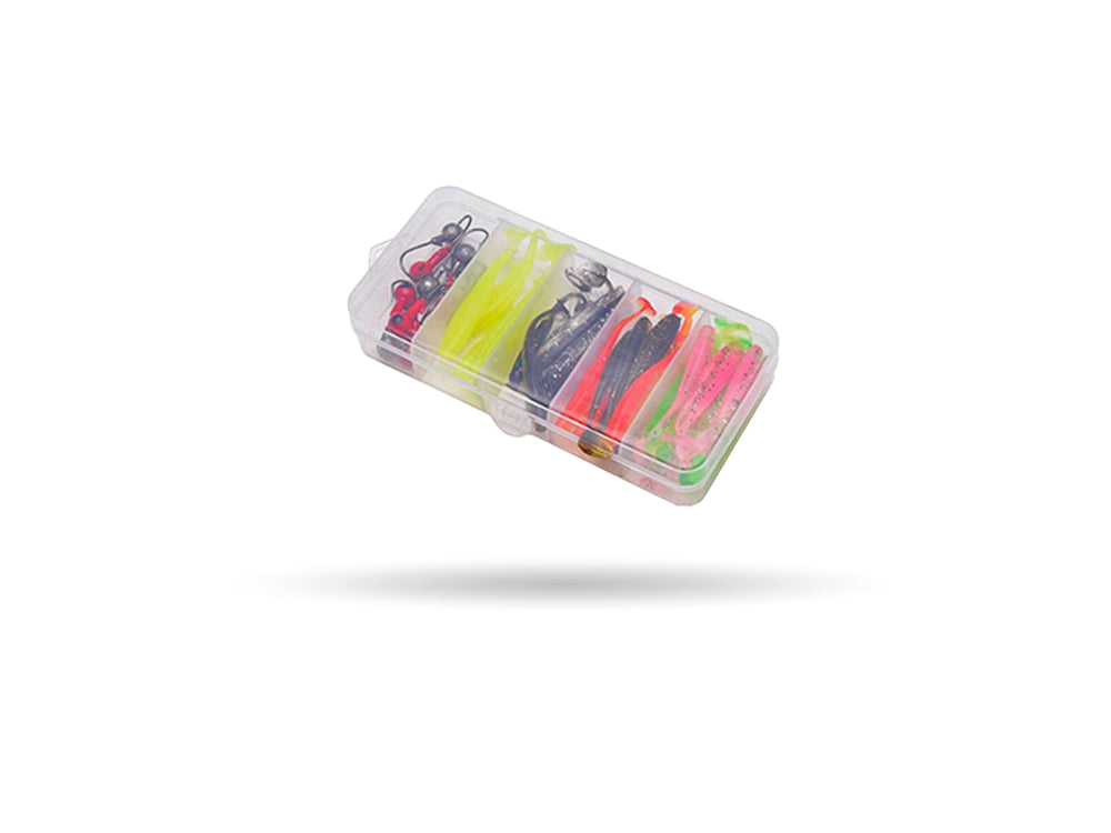 Jigg-kit – 30 jiggar & 10 jiggskallar